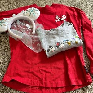 Disney bundle! Mninie mouse spirit jersey Elsa Disney ears Disney crew crop top.